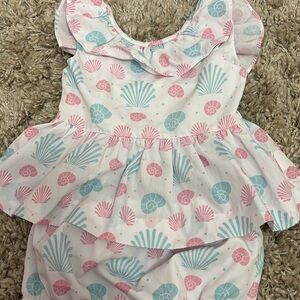 Kids Seashell Print Matching Set - Pink and Blue